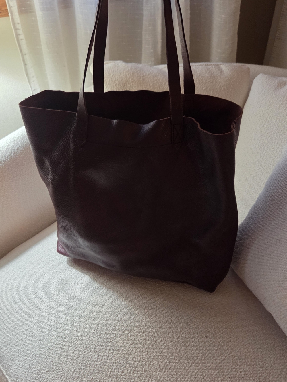 Madewell Burgundy Leather Transport Tote Bag